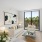 a living room with a large window